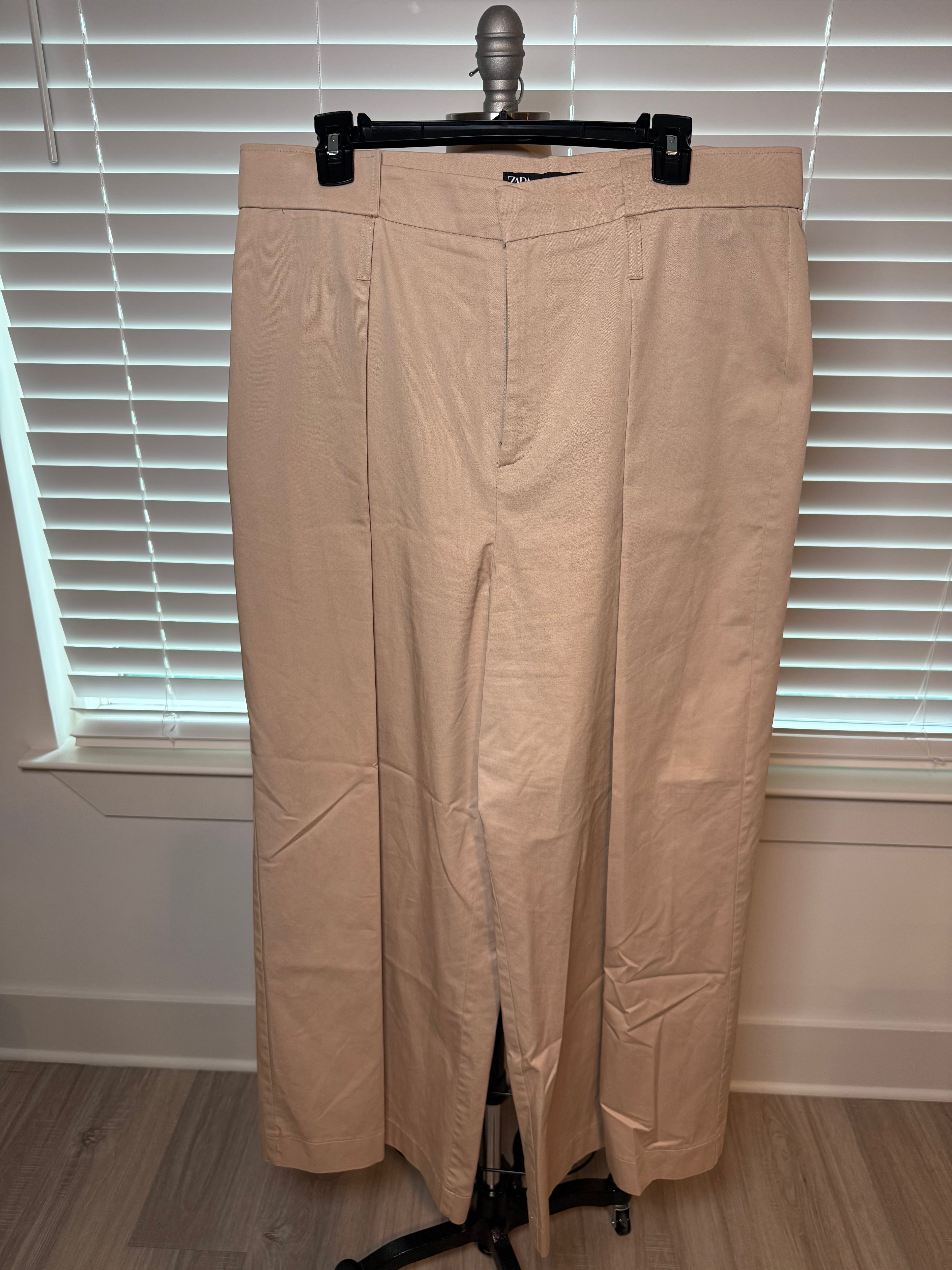 Khaki Wide Leg Dress Pants