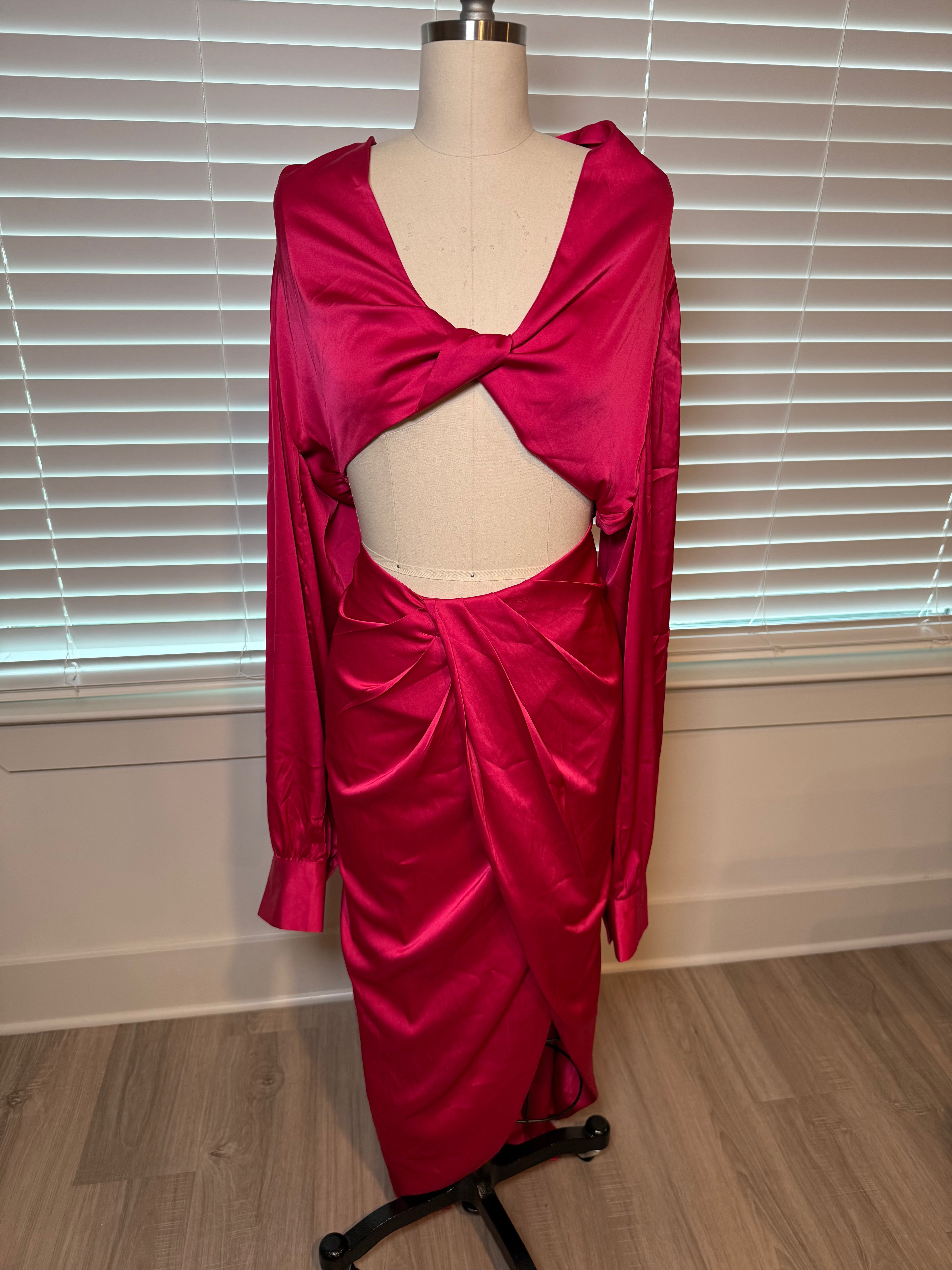 Pink 2-Piece Satin Set (Large)