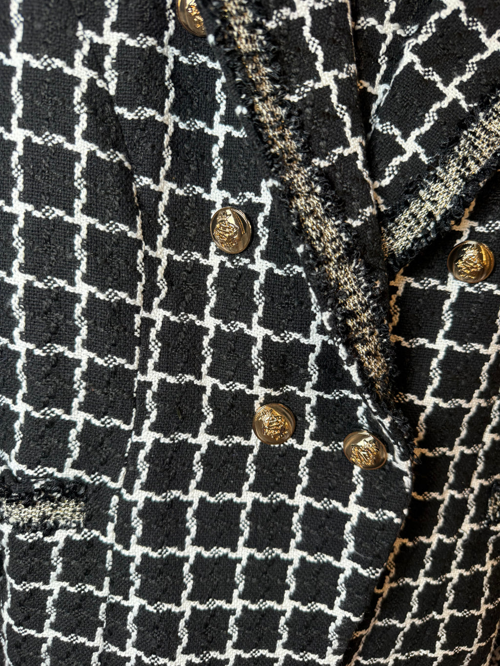 Black & White Plaid Wool Suit