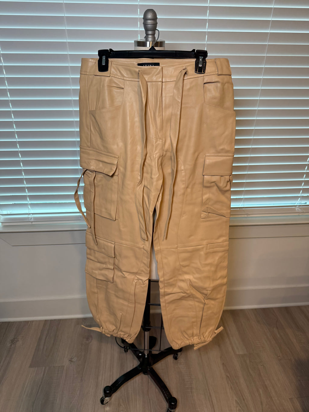 Khaki Leather Cargos