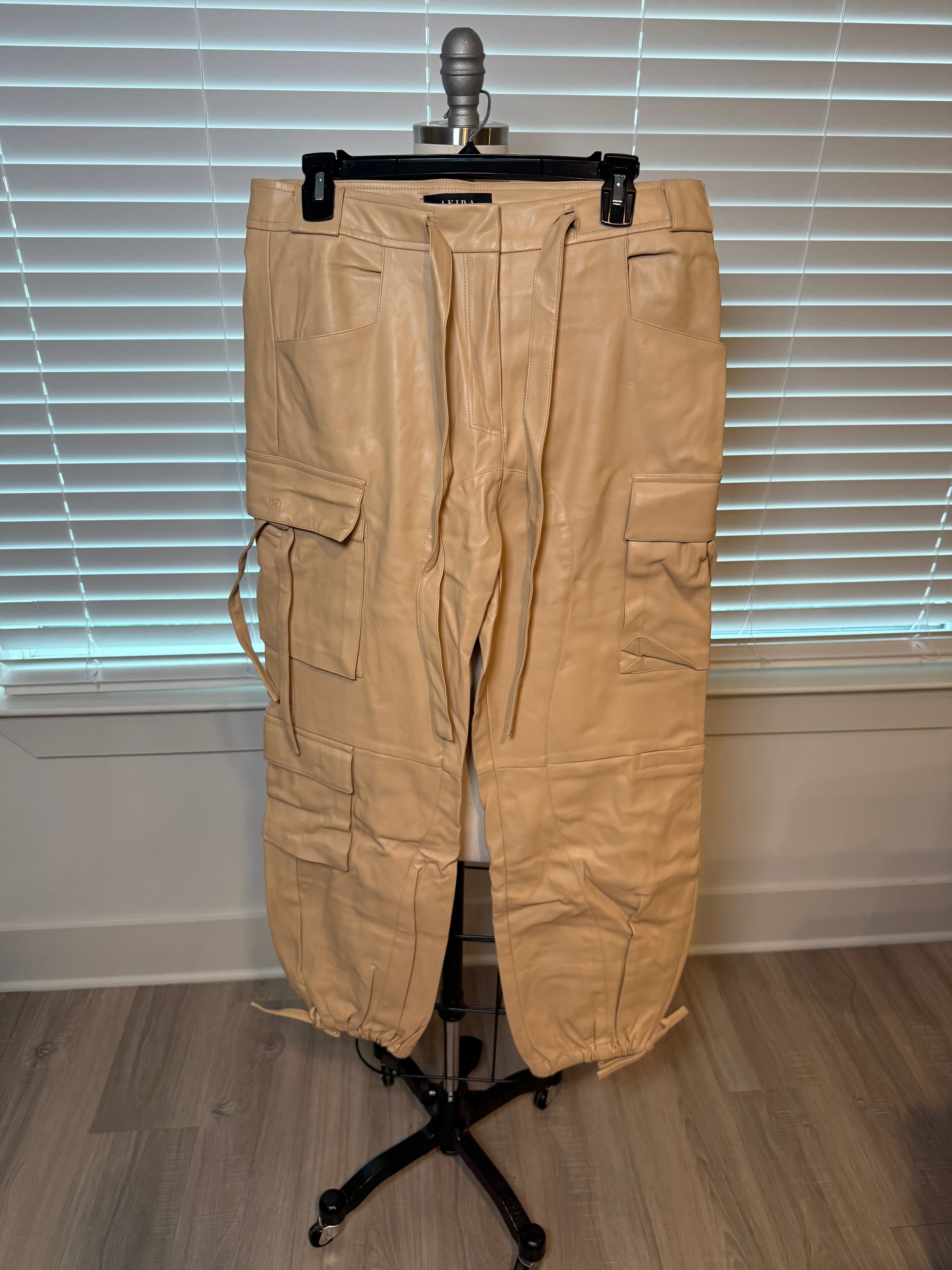 Khaki Leather Cargos