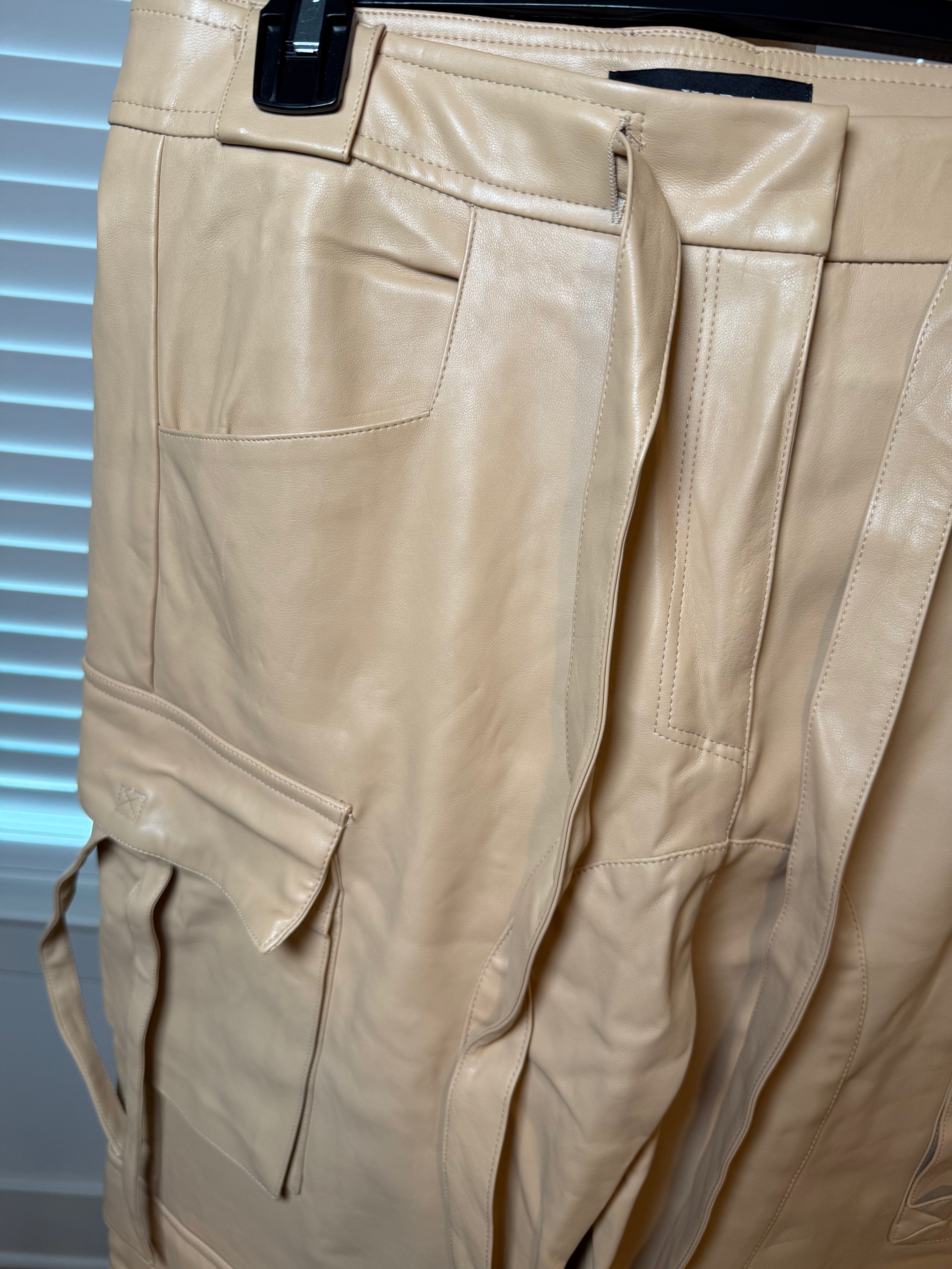 Khaki Leather Cargos