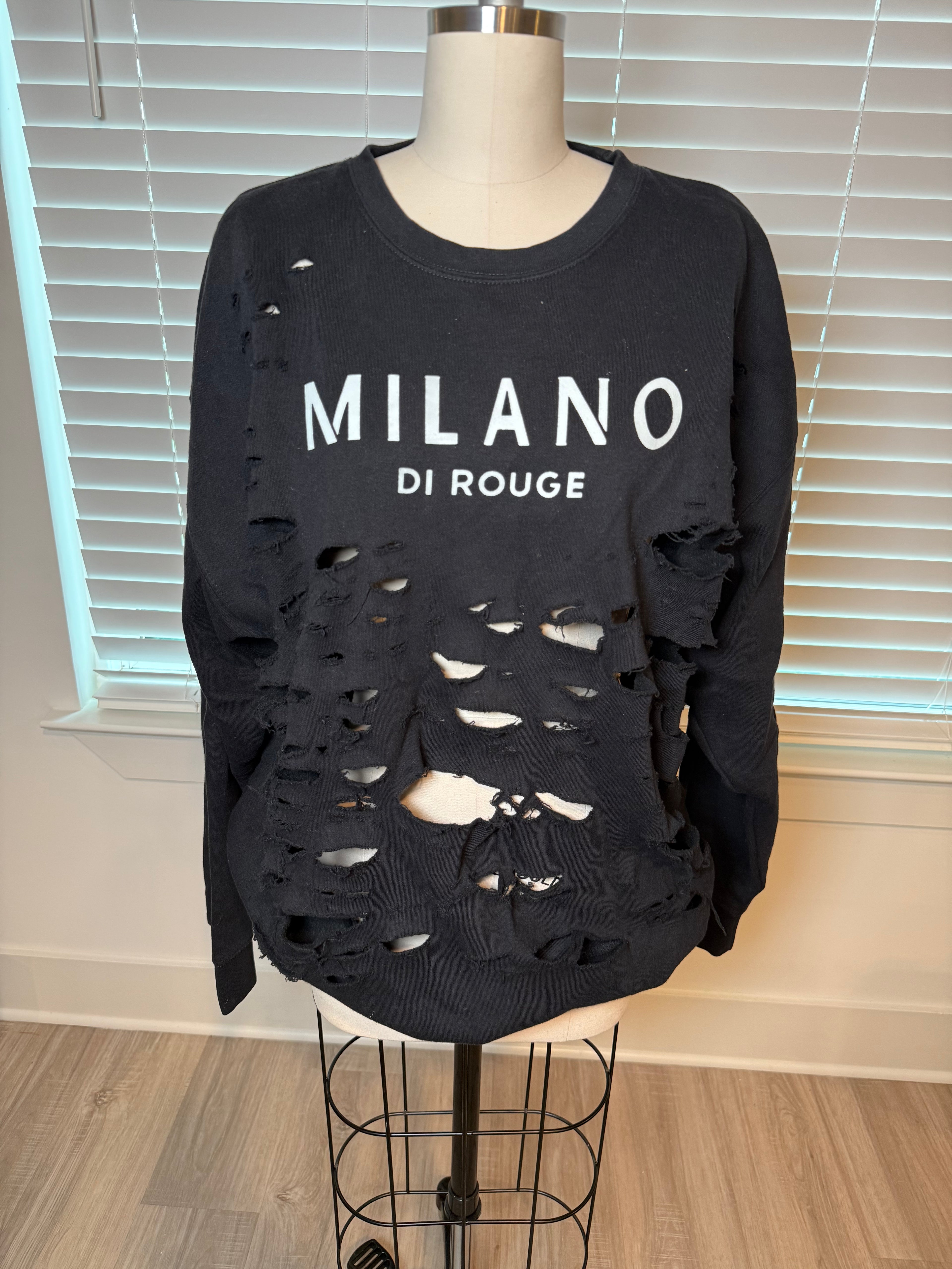 Oversized Distressed Sweatshirt