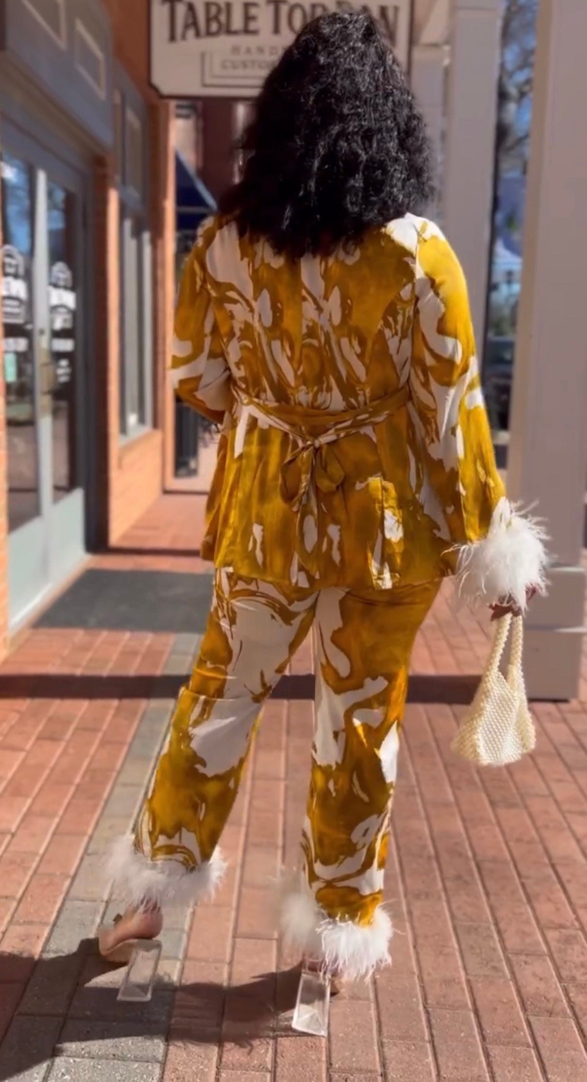 Gold & White Feather Suit