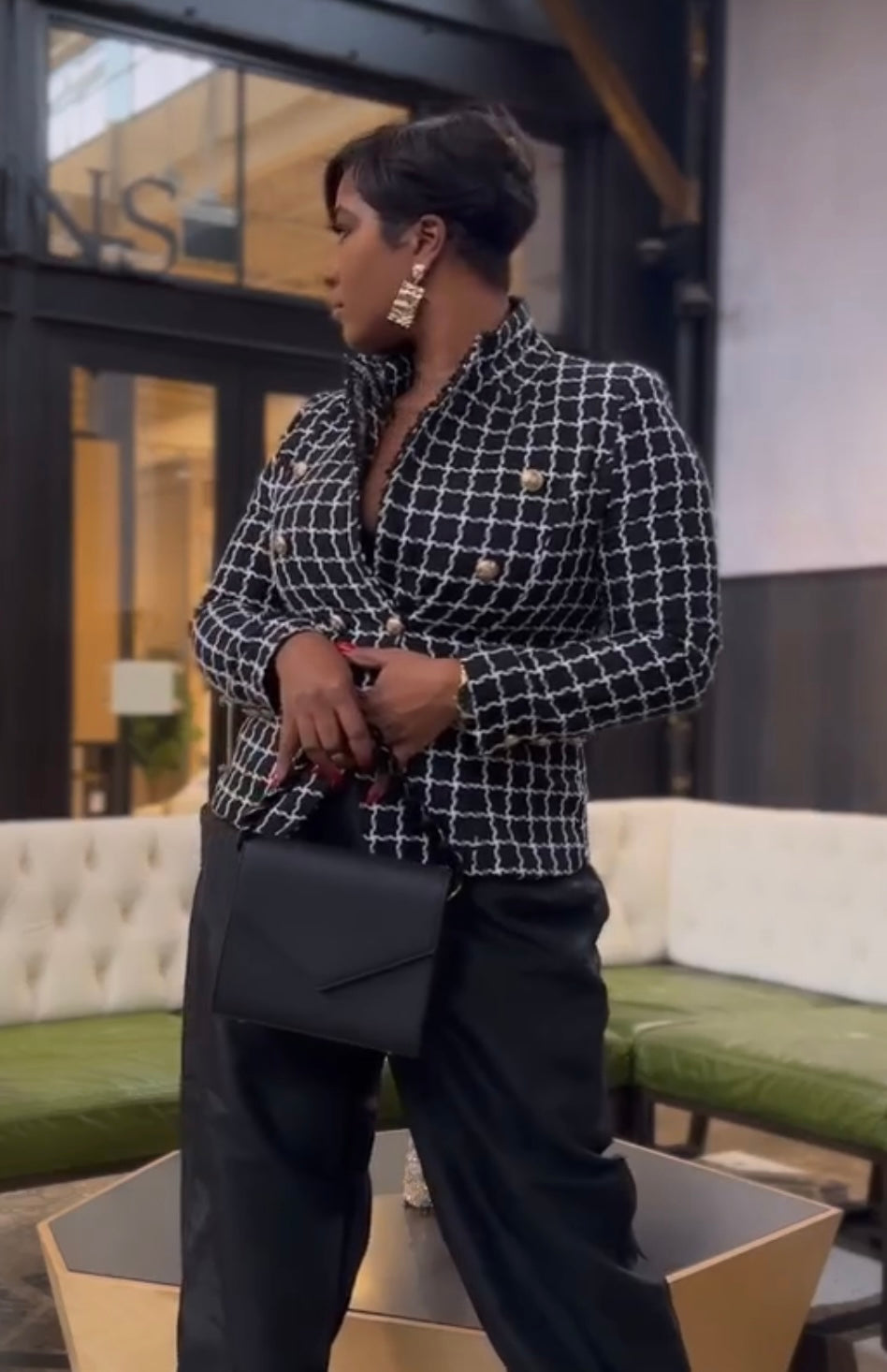 Black & White Plaid Wool Suit